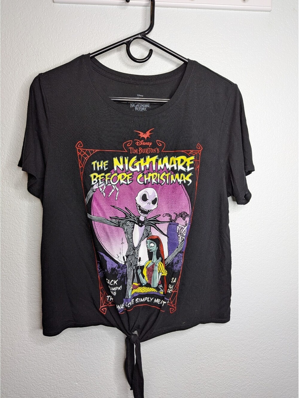 Disney Nightmare Before Christmas Jack Sally Tie Front T-Shirt XL